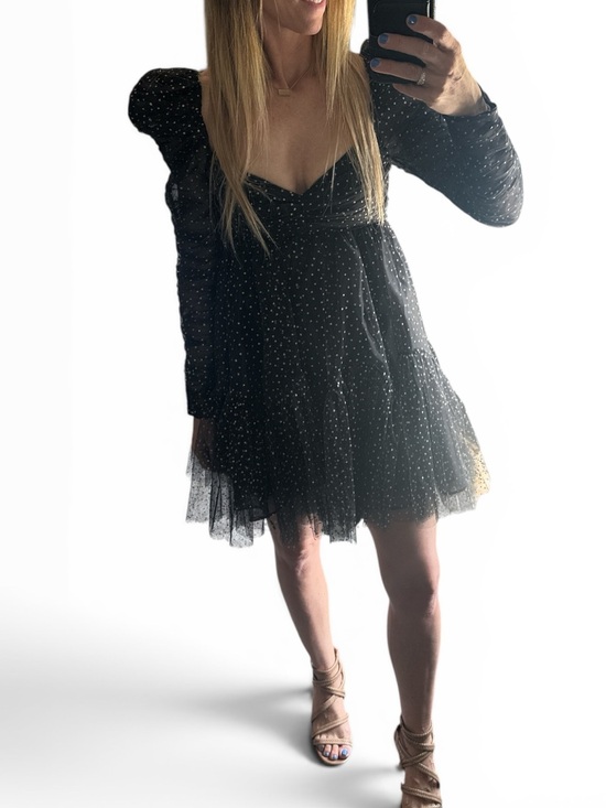 Zimmermann Dresses & Skirts - NWT Zimmermann Black Sparkle Tulle Mini Dress Puff Sleeve Polka Dot Size 6
